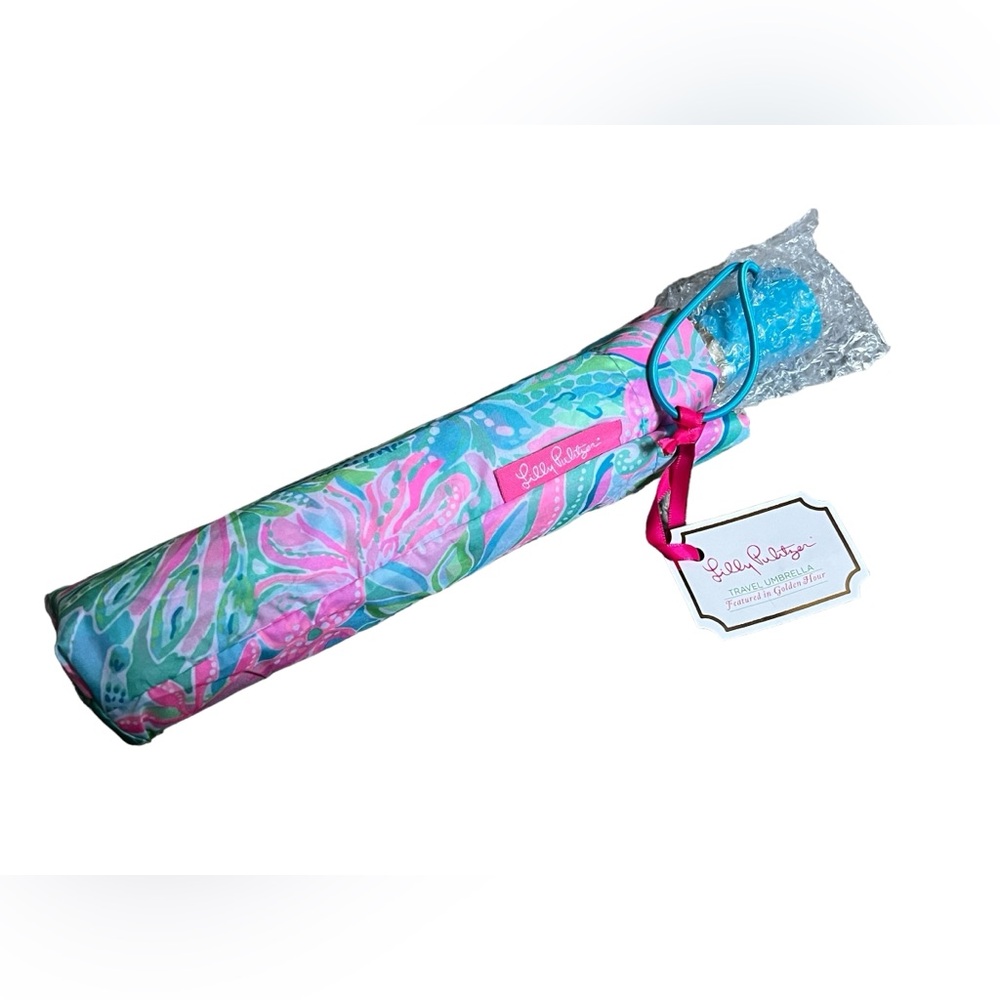 NWT Lilly Pulitzer Travel Umbrella- Golden Hour  IN ORIGINAL PACKAGING